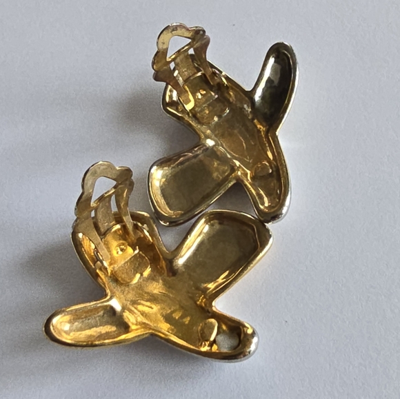 Vintage X earrings clip on gold and silver tone alphabet monogram letter - Picture 10 of 11